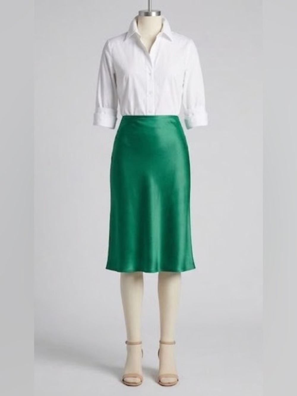 Vince Emerald Green Satin Slip A-Line Skirt